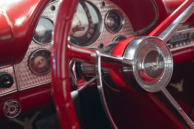 The interior of a classic Ford Thunderbird is shown at Celebrity Cars Las Vegas Wednesday, March 4, 2015. The company recently moved from a showroom at the Palazzo to a new 20,000 sq. ft. showroom at 7770 Dean Martin Drive.