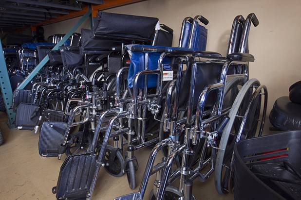 Wheelchairs are shown in the the Foundation Assisting Seniors' storage warehouse in Sun City Anthem Tuesday, March 10, 2015. The nonprofit organization is dedicated to improving the quality of life for seniors.