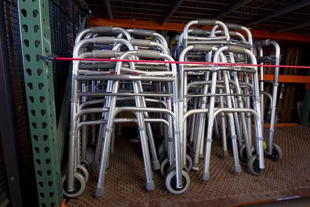 Walkers are shown in the the Foundation Assisting Seniors' storage warehouse in Sun City Anthem Tuesday, March 10, 2015. The nonprofit organization is dedicated to improving the quality of life for seniors.