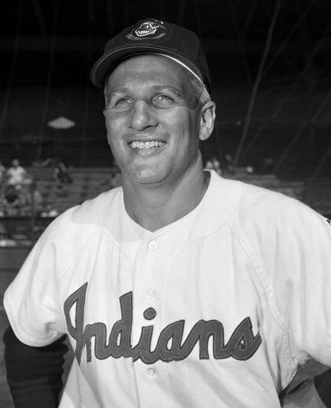 In this March 4, 1956, file photo, Cleveland Indians infielder Al Rosen poses for a portrait. Rosen, the muscular third baseman who won the 1953 AL MVP and played on the last Indians team to win the World Series, died Friday, March 13, 2015. He was 91.