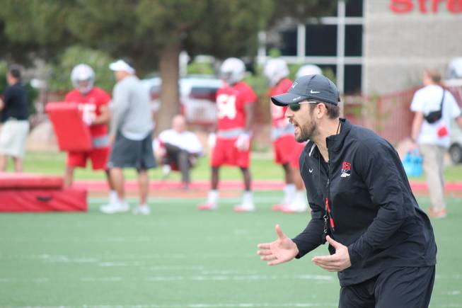 UNLV football special teams coordinator Andy LaRussa during spring practice on March 18, 2015.
