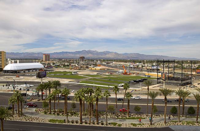 The Las Vegas Festival Ground is shown during setup for the Rock in Rio musical event at Las Vegas Boulevard and Sahara Avenue Sunday, March 22, 2015. 