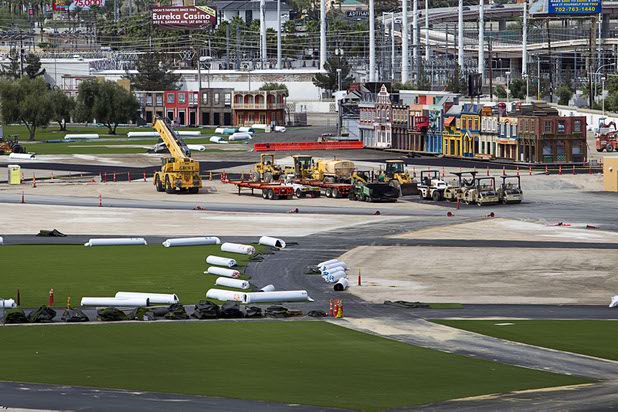 The Rock in Rio music festival grounds are shown under construction at Las Vegas Boulevard and Sahara Avenue Sunday, March 22, 2015. Rock weekend is scheduled for May 8-9, 2015 and pop weekend is May 15-16.