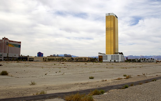 A view of the former New Frontier site Sunday, March 22, 2015, on the Las Vegas Strip. Australian casino mogul James Packer, chairman of Crown Resorts; former Wynn Resorts executive Andrew Pascal; and Oaktree Capital Management acquired a controlling stake in the site in 2014.