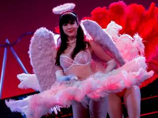 Claire Sinclair (Nice in white) and Sabina Kelley (Naughty in red) rehearse for 