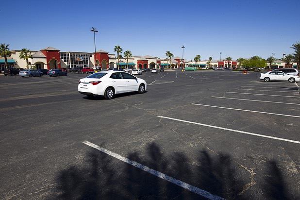 A driver pulls into the Sahara Pavilion shopping center at the northeast corner of Sahara Avenue and Decatur Boulevard Monday, April 13, 2015.  .
