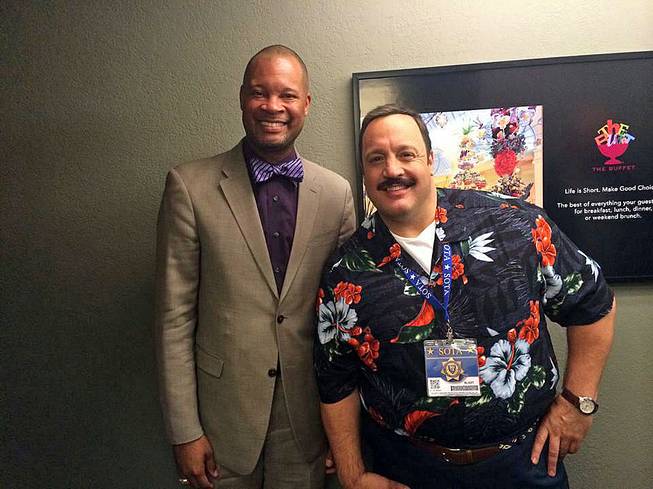 Sen. Aaron Ford and actor Kevin James.