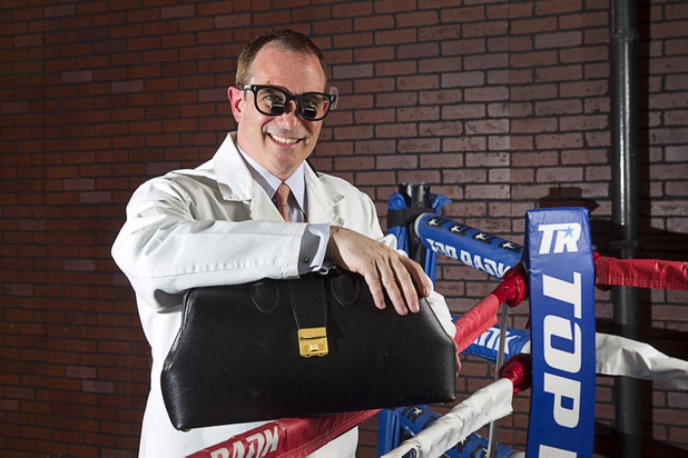 Plastic surgeon Dr. Jeffrey Roth, of Las Vegas Plastic Surgery Inc., poses in Top Rank Gym Tuesday, April 21, 2015. Roth uses his skills to take care of fighters who suffer injuries during boxing matches.   ..