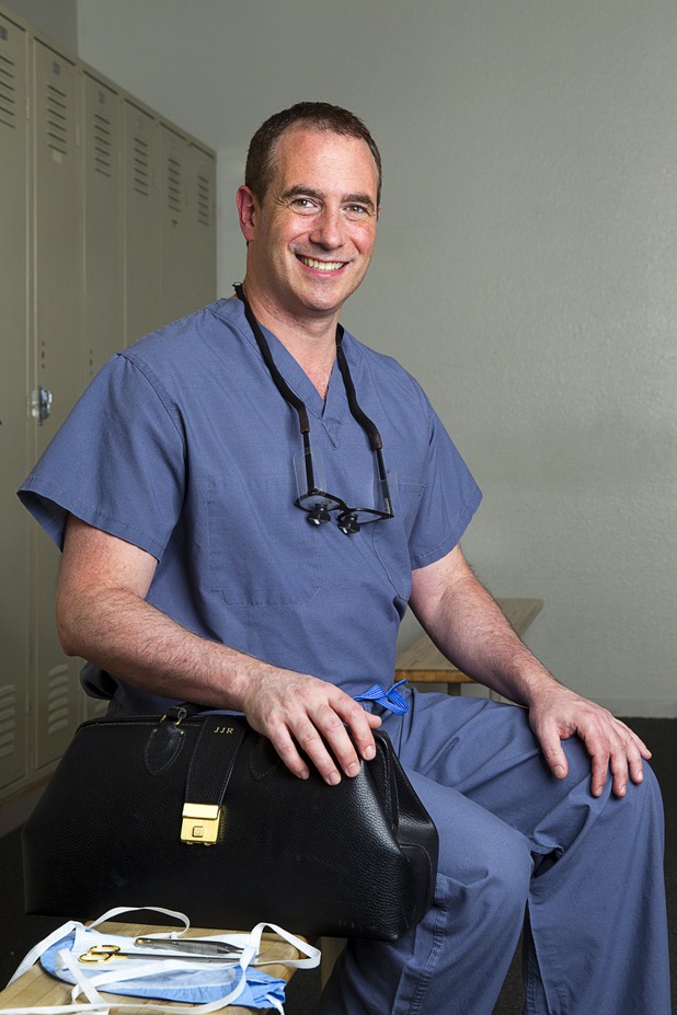 Plastic surgeon Dr. Jeffrey Roth, of Las Vegas Plastic Surgery Inc., poses in Top Rank Gym Tuesday, April 21, 2015. Roth uses his skills to take care of fighters who suffer injuries during boxing matches.   ..