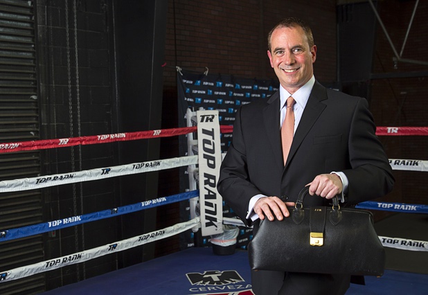 Plastic surgeon Dr. Jeffrey Roth, of Las Vegas Plastic Surgery Inc., poses in Top Rank Gym Tuesday, April 21, 2015. Roth uses his skills to take care of fighters who suffer injuries during boxing matches.   ..