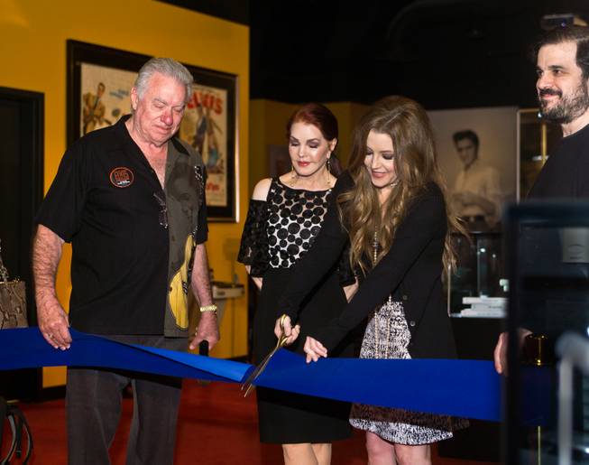 David Siegel, Priscilla Presley, Lisa Marie Presley and Joel Weinshanker conduct an official ribbon-cutting ceremony Thursday, April 23, 2015, for Graceland’s first-ever permanent exhibition outside Memphis at Westgate Las Vegas.