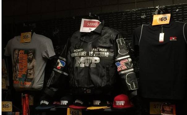 The merchandise table includes a $2,000 jacket Saturday, May 2, 2015.