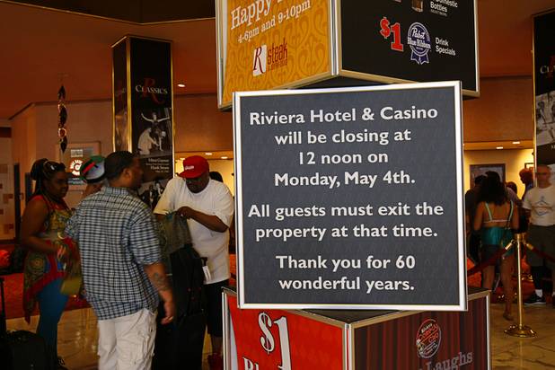 12:33 p.m. - Guests wait in line to check in at the Riviera Sunday, May 3, 2015.  STEVE MARCUS