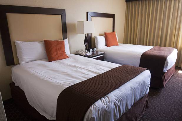 12:43 p.m. - A "Classic Room" with two double beds at the Riviera Sunday, May 3, 2015.  The room price was $71.00 (not including taxes and a resort fee). STEVE MARCUS