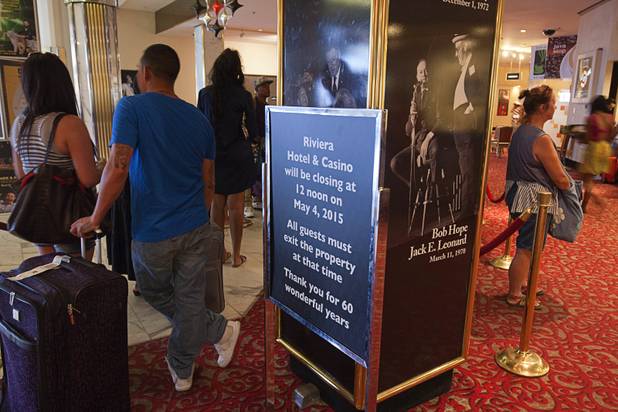 1:03 p.m. - Guests wait to check in at the Riviera Sunday, May 3, 2015.  STEVE MARCUS