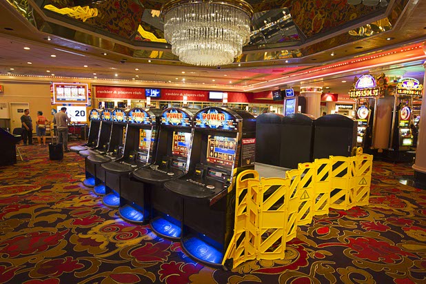 9:44 a.m. - Slot machines are blocked off at the Riviera Monday, May 4, 2015. The Riviera slot machines were purchased by the D Las Vegas. STEVE MARCUS