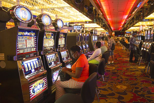 11:52 a.m. - Slot players try their luck as time runs out for the Riviera Monday, May 4, 2015.  STEVE MARCUS