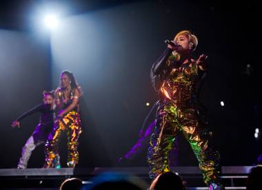 TLC performs during the “The Main Event” tour kickoff Friday, May 1, 2015, at Mandalay Bay Events Center.