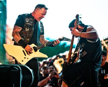 Metallica performs as headliner for the crowd  ending Day 2 of Rock in Rio USA on Saturday, May 9, 2015.