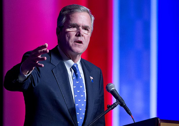 Former Florida Gov. Jeb Bush speaks during a Clark County Republican Party Lincoln Day Dinner at the Orleans Wednesday, May 13, 2015.
