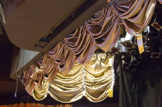 A 48-foot gold drape ($4,000.00) is shown in Le Bistro Theater during the first day of a liquidation sale at the Riviera Thursday, May 14, 2015.