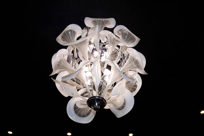 A chandelier ($1,750.00) is shown by the Starlite Theater during the first day of a liquidation sale at the Riviera Thursday, May 14, 2015.