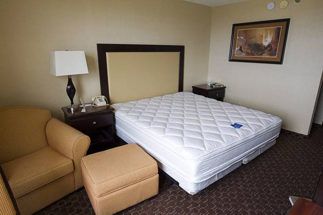 A hotel room is shown during the first day of a liquidation sale at the Riviera Thursday, May 14, 2015.