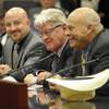 Nevada's Assistant State Controller Geoffrey Lawrence, left, State Controller Ron Knecht and Assemblyman Jim Wheeler, R-Minden, present an alternative tax plan to Gov. Brian Sandoval's plan during a budget hearing Thursday, May 14, 2015, inside the Nevada Legislative Building in Carson City. 
