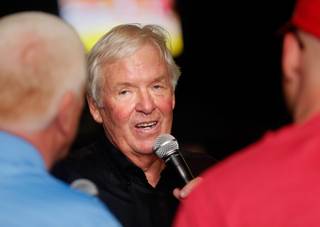 Bill Foley, the businessman trying to bring an NHL team to Las Vegas, answers questions for fans Wednesday, May 27, 2015, at Sunset Station.