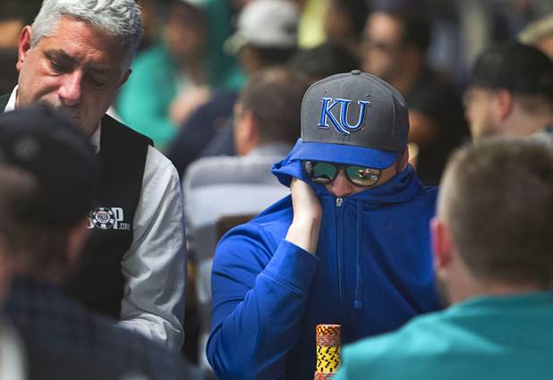 Las Vegas Sun reporter Case Keefer competes in the $565 buy-in "Colossus" event during the World Series of Poker at the Rio Monday, June 1, 2015.