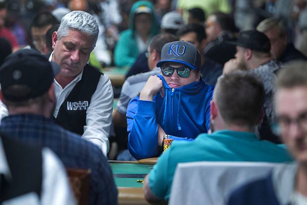 Las Vegas Sun reporter Case Keefer competes in the $565 buy-in "Colossus" event during the World Series of Poker at the Rio Monday, June 1, 2015.