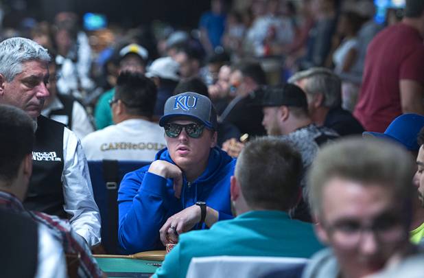 Las Vegas Sun reporter Case Keefer competes in the $565 buy-in "Colossus" event during the World Series of Poker at the Rio Monday, June 1, 2015.