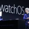 Apple CEO Tim Cook talks about the Apple Watch operating system at the Worldwide Developers Conference in San Francisco, Monday, June 8, 2015.