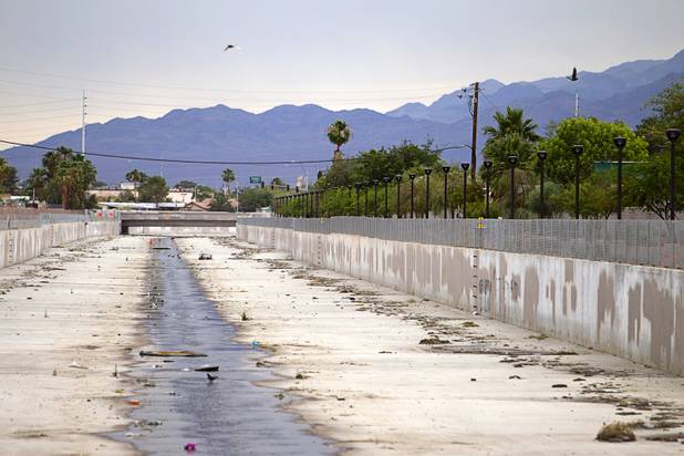 Graffiti has been covered over in the Las Vegas Wash channel north of Pecos Road and Lake Mead Boulevard as shown on Tuesday, June 9, 2015.