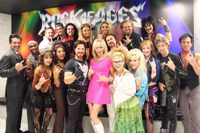 Debbie Gibson, center, and the cast of “Rock of Ages” at the Venetian.