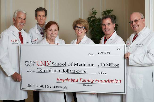 A recently announced $10 million donation from the Engelstad Family Foundation will provide 25 scholarships for the UNLV medical school’s first class of 60 students in fall 2017 as well as 25 scholarships for each of the school’s next three classes.

