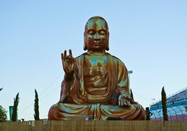 The Buddha Garden features a giant Buddha towering over the crowd on the first night of the 2015 Electric Daisy Carnival on Friday, June 19, 2015, at Las Vegas Motor Speedway.