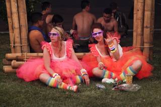 Festival goers take a break during day two of the 2015 Electric Daisy Carnival, Saturday, June 20, 2015.