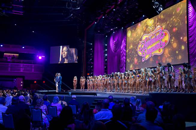 2015 Miss Hooters Contestants Are Shown Onstage During The 2015 Hooters International Swimsuit