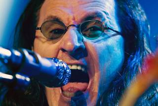 Geddy Lee of Rush performs for a packed house during their concert at MGM Grand Garden Arena on Saturday, July 25, 2015.