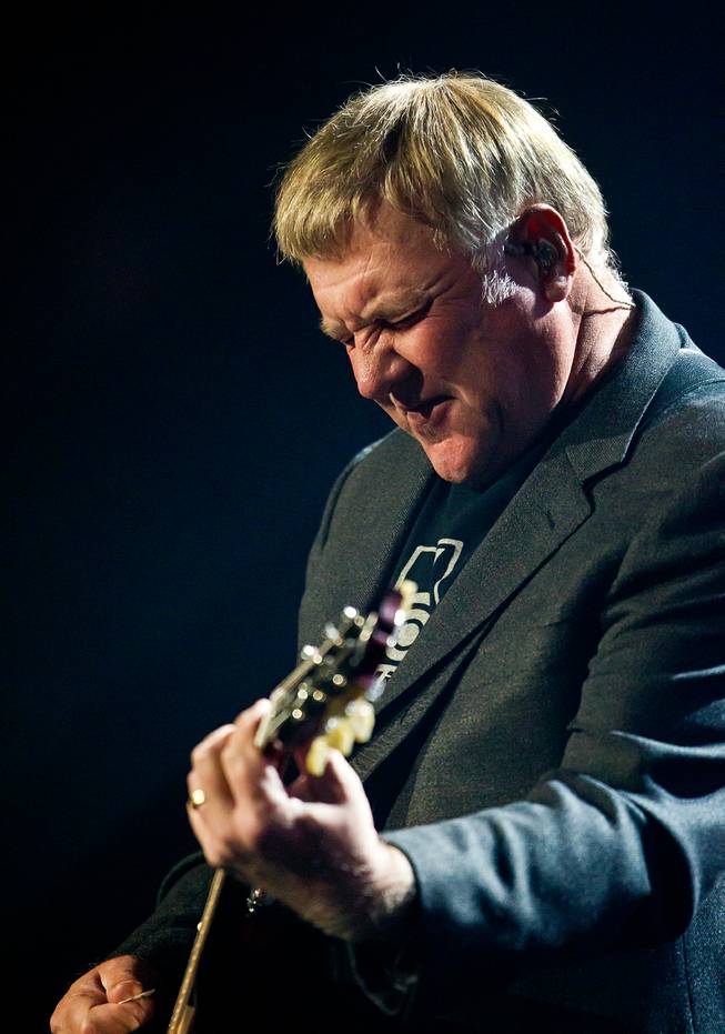 Guitarist Alex Lifeson of Rush performs for a packed house during their concert at MGM Grand Garden Arena on Saturday, July 25, 2015.