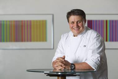 Spago Executive Chef Eric Klein pose before a special event dinner at Spago in the Forum Shops at Caesars Palace Tuesday, Aug. 11, 2015.