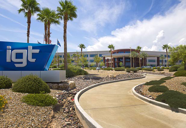 An exterior view of International Game Technology headquarters at 6355 S. Buffalo Drive on Thursday, Aug. 13, 2015.