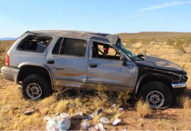 The driver of this Dodge Durango was killed in a Saturday morning crash off Interstate 15.