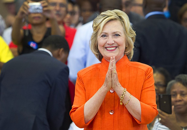 Democratic presidential candidate and former Secretary of State Hillary Rodham Clinton arrives for a town-hall meeting at Pearson Community Center on Tuesday, Aug. 18, 2015, in North Las Vegas.