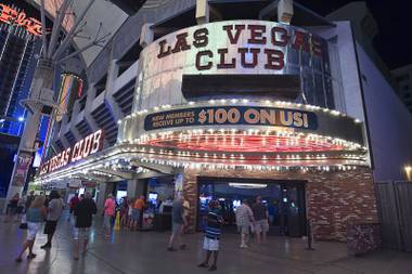 An exterior view of the Las Vegas Club during the casino’s final night in downtown Las Vegas Wednesday, Aug. 19, 2015. The casino closed it’s doors at midnight.