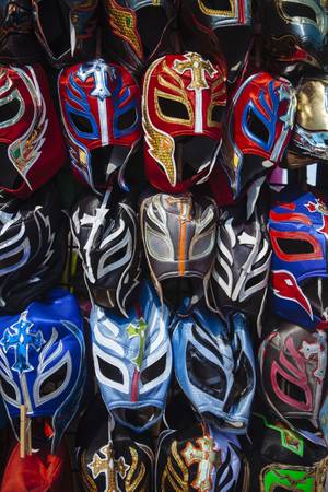Lucha libre masks for sale at Broadacres Marketplace in Las Vegas, Nev. on Aug. 14, 2015.