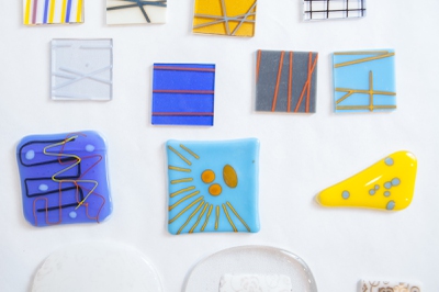 Glass tiles created by Brent Sommerhauser's on display at P3Studio inside the Cosmopolitan on Aug. 21, 2015.