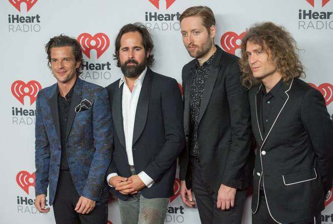 The Killers arrive at the 2015 iHeartRadio Music Festival red carpet Friday, Sept. 18, 2015, at MGM Grand Garden Arena.
