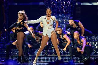 Jennifer Lopez performs during Day 2 of the 2015 iHeartRadio Music Festival on Saturday, Sept. 19, 2015, at MGM Grand Garden Arena.
